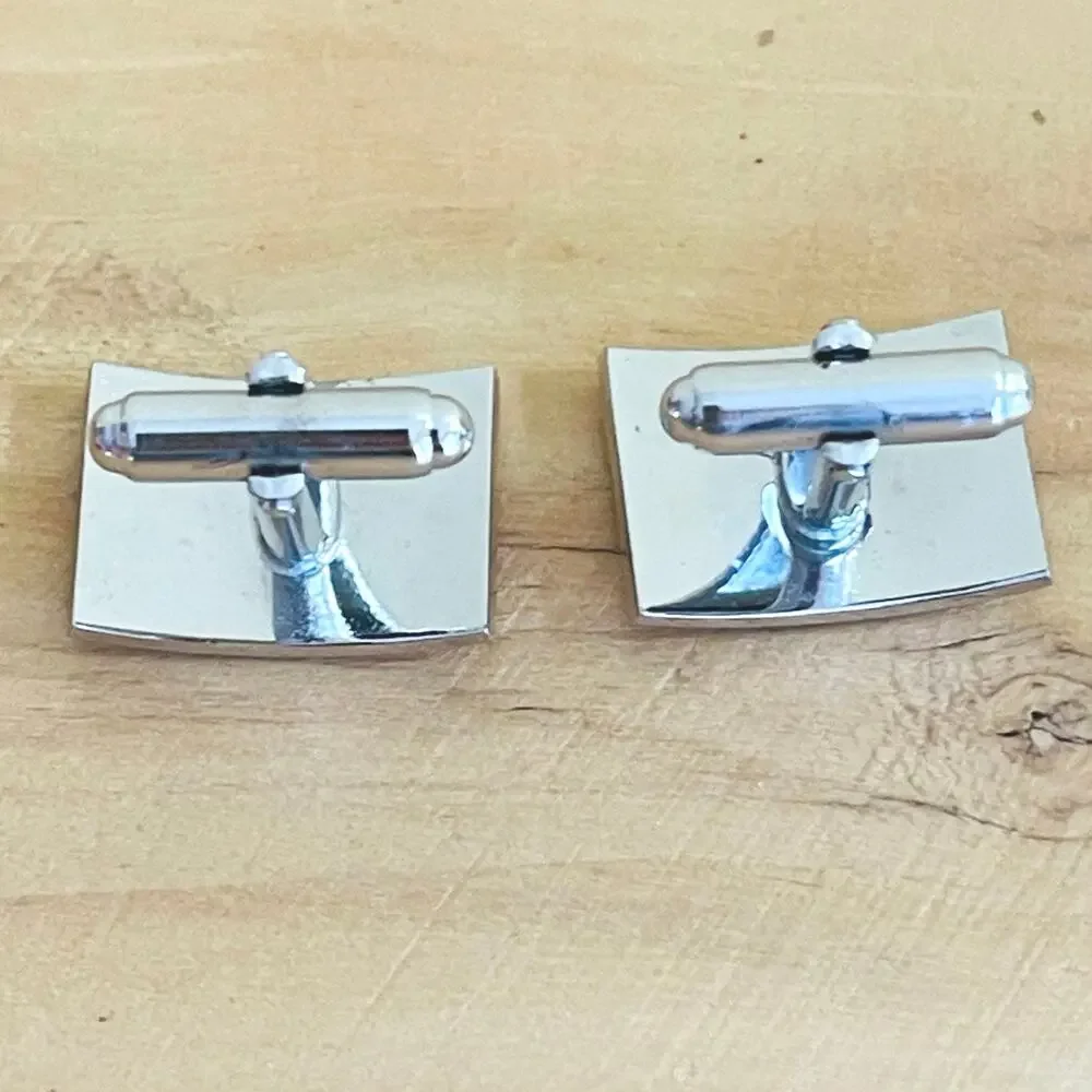 2 Pair Vtg Cufflinks (1) SWANK Rhinestone Silver Tone Jewelry Accessories
